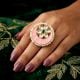 Handcrafted Pink Moon Kundan Statement Ring for Women